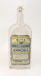 Botella de vidrio de amoníaco True Vintage H & A Co Petersburg Indiana con etiqueta de papel - Imagen 1 de 2