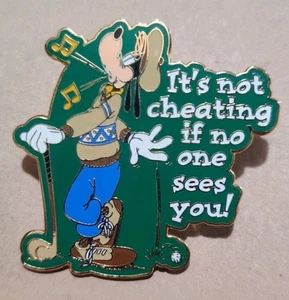 VINTAGE 2002 DISNEY GOOFY IT'S NOT CHEATING IF NO ONE SEES YOU GOLF PIN ON CARD - Picture 1 of 2