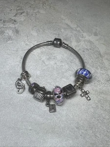 Pandora 925 Sterling Silber Bettelarmband mit Pandora 925 Charms Y59 - Bild 1 von 23
