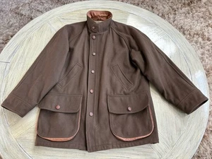 Beretta Jacke Mantel Herren Gr. 52 Jagd Feld Militär Grün Wolle/Leder - Bild 1 von 5