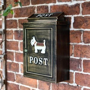 Scottish Terrier Motif Bronze Wall Mounted Post Box & Newspaper Holder - Picture 1 of 5