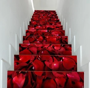 3D rote Rosenblätter B020 Treppenstufen Dekoration Fototapete Vinyltapete Vera - Bild 1 von 6