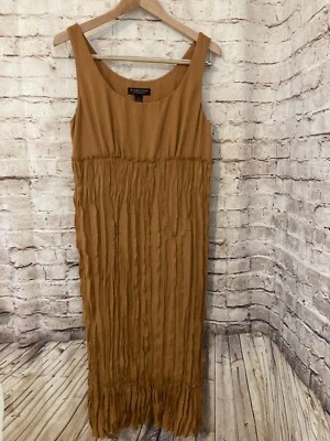 Robbie Bee Maxi Dress Womens 12 Rust Brown Pleated Ruffle Hem Sleeveless Long - Image 1 of 4