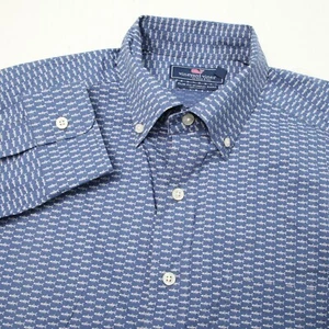 Vineyard Vines Hemd Herren Medium Blau Micro Fish Print Slim Murray Button Down - Bild 1 von 12