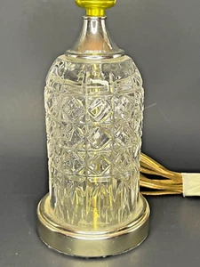 Clear Beveled Glass Lamp with Brass Base 10" T Tested Vintage AS IS - Picture 1 of 7