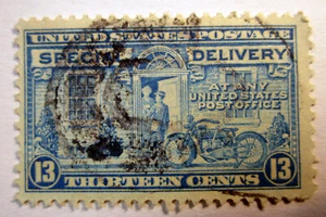 US Used Motorcycle E17 13c Special Delivery Stamp Blue Vivid Color Any Post Off - Picture 1 of 2