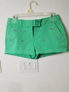 Vineyard Vines Women’s Green Whale Embroidered Dayboat Shorts Size 0 EUC - Bild 1 von 6