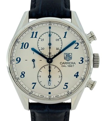 Reloj Tag Heuer 41 mm Carrera automático cronógrafo esfera blanca para hombre - ¡CAR2114! Foto 1 de 4