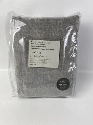West Elm Worn Velvet Curtain 1 panel 48x84" Frost Gray Pole Pocket NEW In PKG - Image 1 of 4