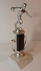 Vtg Womens Bowling Trophy Carrara Italian Marble & Metal Not Personalized - Picture 1 of 7