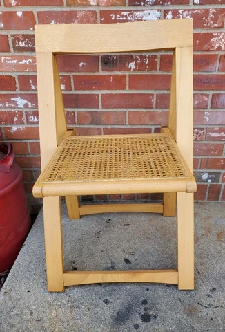 Vintage Oak Folding Chair Cane Seat 1970s Design Attributed To Aldo Jacober #2 Cover