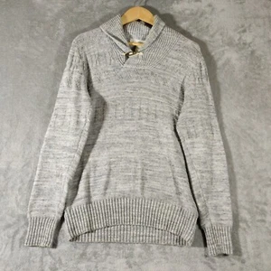 Label Of Graded Goods Sweater Mens Medium Grey Shawl Neck Cotton Pullover - Picture 1 of 7