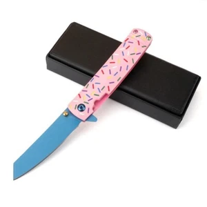 Wharncliffe Folding Knife Hunting Survival Camping Tactical 3Cr13 Steel Pink Cut - Picture 1 of 24