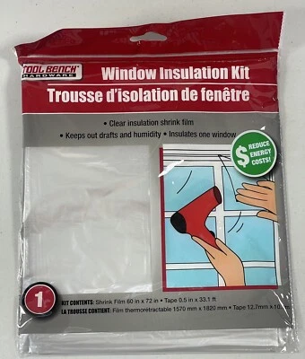 Kit de aislamiento de ventana de banco de herramientas película retráctil transparente mantener fuera el tiro 60 x 72 pulgadas Foto 1 de 4