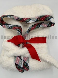 Pottery Barn Kids Stewart Plaid Sherpa Hooded Robe Ivory Multi Small #R142 - Picture 1 of 3