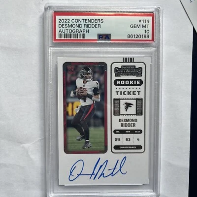 2022 Contenders Football Desmond Ridder Auto PSA 10 Gem Mint Cardinals - Image 1 of 2