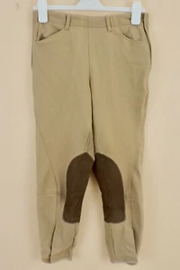 CUSTOM RIDING APPAREL Womens Sz 28S Khaki Knee Patch Side Zip Riding Breeches - Picture 1 of 7