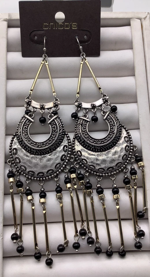 Pendientes araña Chico’s plata/oro/negro NUEVO Foto 1 de 4