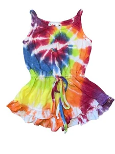 Lucy Little girls rainbow tie dye scalloped romper M(5) - Picture 1 of 4