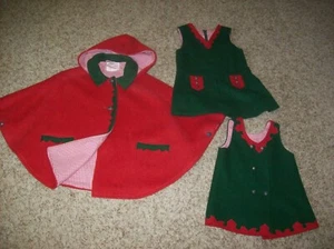 Vintage Schwendmayr Kindermoden Kids Red Riding Hood Cape Jumper Dress Lot 1950s - Picture 1 of 9