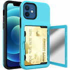 For iPhone 12 13 Pro Max Shockproof Back Wallet Card Holder Mirror Phone Cover
