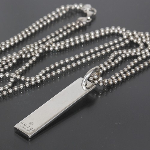 Collana Catena Sfere Piastra Logo Gucci 50cm Ag925 Argento 2895A