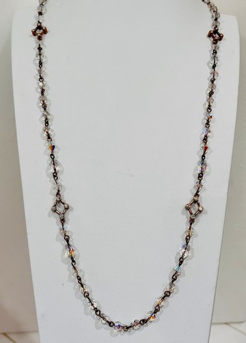 Collana Cristallo Aurora Firmata Givenchy Vintage Nuova Finitura Ottone 30"