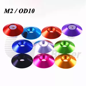 M2 Anodised Aluminum Cup Washers 2mm / OD 10mm Fit Flat Head Countersunk Screw - Picture 1 of 9