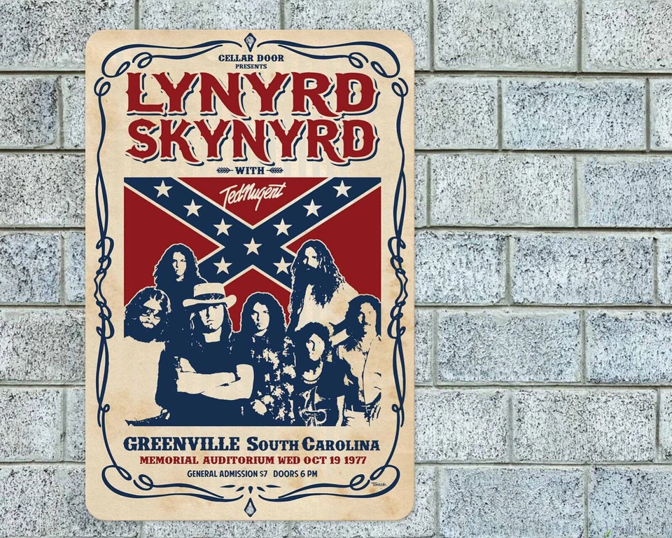 Lynyrd Skynyrd Greenville Concert Sign Aluminum Metal 8"x12" Garage Man Cave - Image 1 of 1