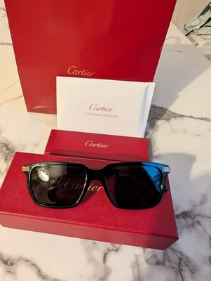 Cartier Sonnenbrille CT0220S 001 Schwarz Gold Unisex Brille - Bild 1 von 4