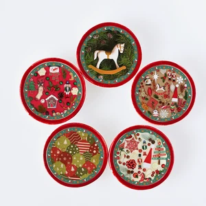 Miniature Christmas Plates Dollhouse Vintage Festive Holiday 1 12 Scale Decor - Picture 1 of 11