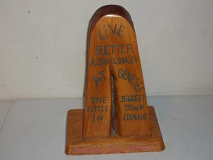 Vintage 9" Holz handgefertigte Trophäe lebe besser auch länger am Genesee... schön L@@K - Bild 1 von 6