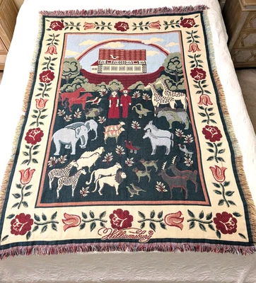 Vintage Williamsburg Goodwin Weavers Tapestry Throw Blanket Noah's Ark 63"x45" - Image 1 of 4