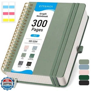 EMSHOI Spiral Graph Paper Notebook - 300 Pages, 100 GSM Thick Grid Notebook,  - Picture 1 of 5