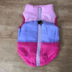 Dog Puffer Vest Pink Purple Color Block Size M - Picture 1 of 5