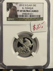 2012-S El Yunque Clad Proof Quarter NGC PF 69 Ultra Cameo SUPERB ATB NO RESERVE! - Picture 1 of 2