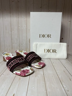 Sandalia Christian Dior Dway Florilegio Tacón Bordado Slide Blanca Talla 40/10 Foto 1 de 4
