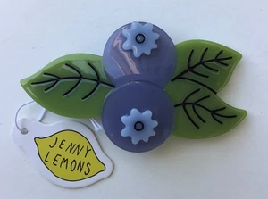 NWT Designer Jenny Lemons Acrylic Blueberry Hair Accessory Barrette Signed - Picture 1 of 9