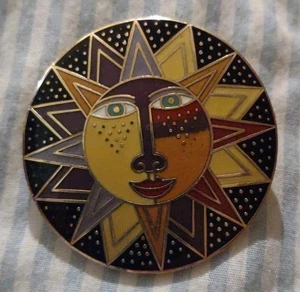Laurel Burch Brooch Signed - Soleil - Vintage from Early 1990's Sun Cat Pin - Picture 1 of 1