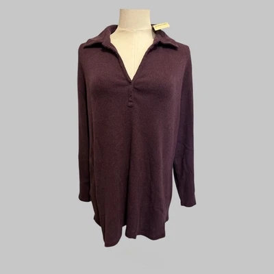 Túnica polo St John’s Bay com nervuras vinho roxo outono aconchegante outono descontraído GG - Imagem 1 de 4