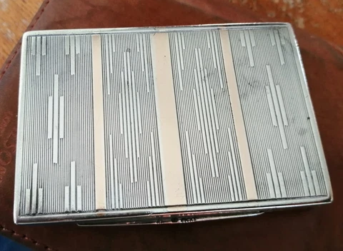 Art Deco .835 silver engine- turned calling card case with rolled gold detail Cover