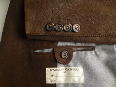 Blazer Brunello Cucinelli Cuero XL Cachemira Gamuza Chaqueta Excelente Estado Marrón Foto 1 de 4