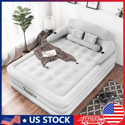 Inflatable High Raised Double King Size Air Bed Mattress with Pump & Pillow Kit - Image 1 of 4