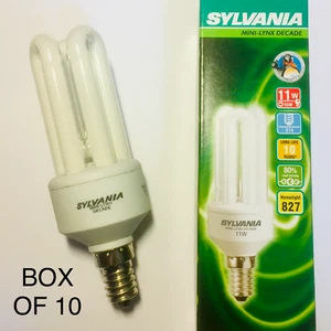 10 X SYLVANIA LOW ENERGY SAVING LAMP E14 SES 11W (55W EQUIV) WARM WHITE BOX SALE - Picture 1 of 1