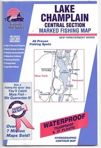 Lake Champlain Central Section Marked Fishing Map Waterproof Chart Vermont NY - Picture 1 of 4