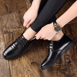 Men's Business Shoes Breathable Non Slip Wear Resistant Office Round Toe Faux Le - Picture 1 of 18
