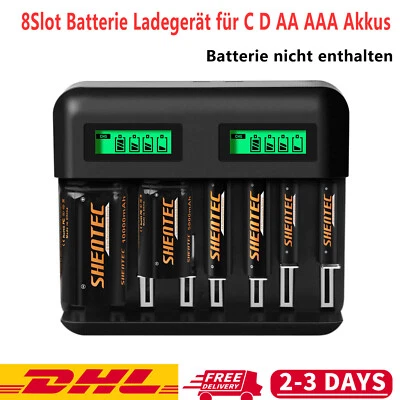 8 Slot Universal Akku Ladegerät für AA AAA C D Ni-MH Ni-CD LCD Batterieladegerät - Bild 1 von 4