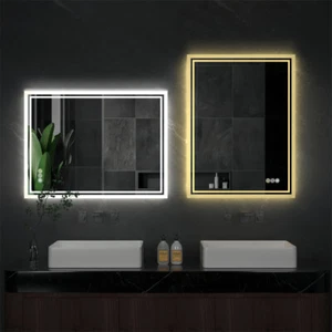Smart LED Bathroom Mirror Memory Light 3 Color Backlit Anti-Fog HD Vanity Mirror - Picture 1 of 14
