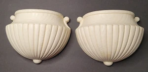 1983 Pair Homco Interior Traditional White Cream Wall Pocket Planters Vintage - Picture 1 of 9