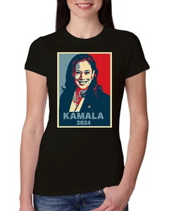 Vote Kamala Harris 2024 Portrait Democrat USA Election Womens Junior Tee - Picture 1 of 7